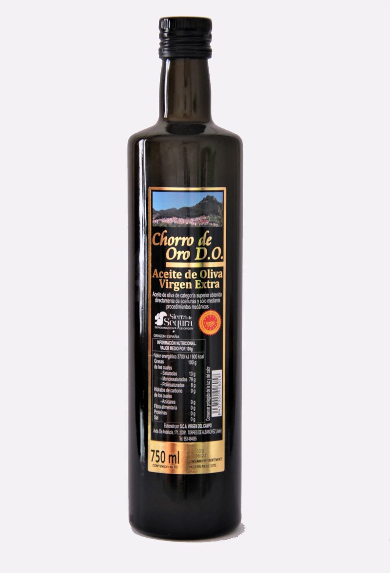 aceite de oliva virgen extra do sierra de segura chorro de oro botella cristal 750ml